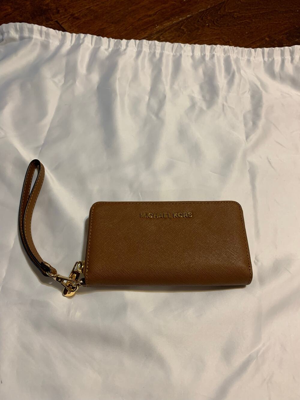 Michael Kors Camel Leather Wristlet